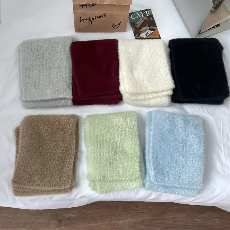 

Soft and Comfortable, Autumn and Winter Wool Solid Color, New Knitted Warm Scarf, Imitation Mink Hair Scarf