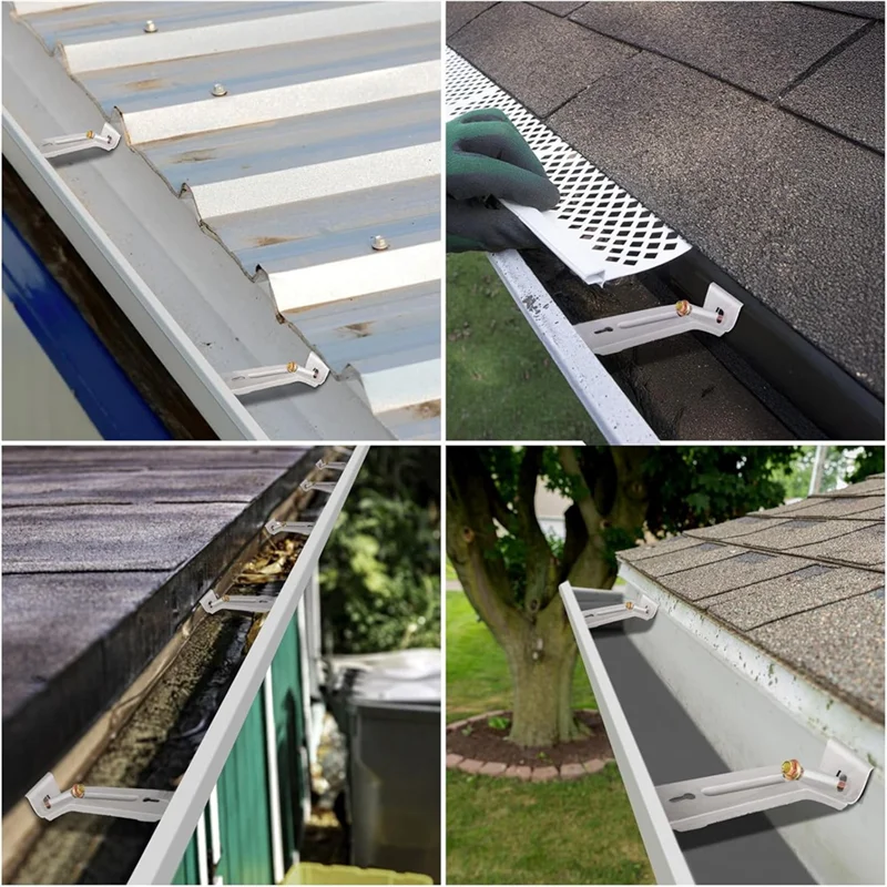 

THIVN-28-Pack Concealed Gutter Brackets, Sturdy Rain Gutter Brackets With Screws And Clamps For K-Type Vinyl Gutters