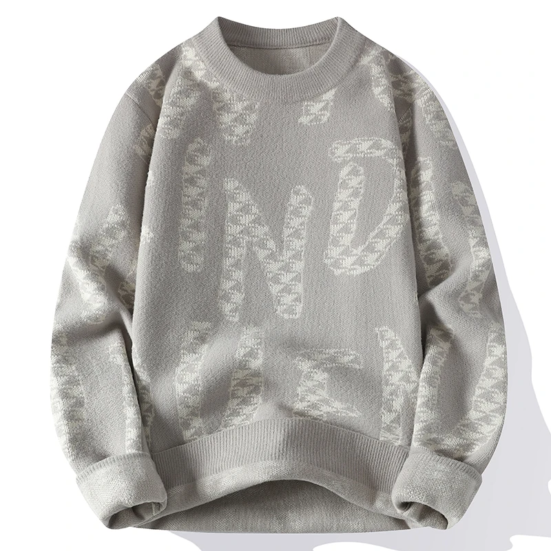 

Утепленный зимний вязаный свитер для подростков из вельвета с высоким воротником, модный студенческий свитер из полиэстера для мужчин