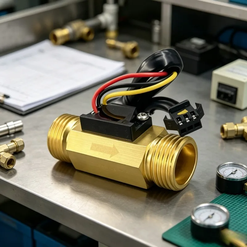 All Copper Hall Effect Turbine Flow Sensor Pulse Output Water Liquid Flowmeter for Industrial Circulation