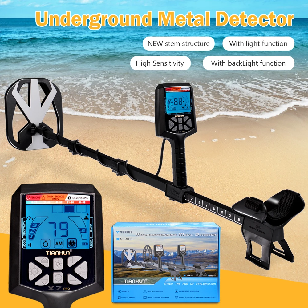 2025 X7 Metal Detector with Depth Indication Numerical Value Selective Shielding for Treasure Hunting Accurate Target Detection