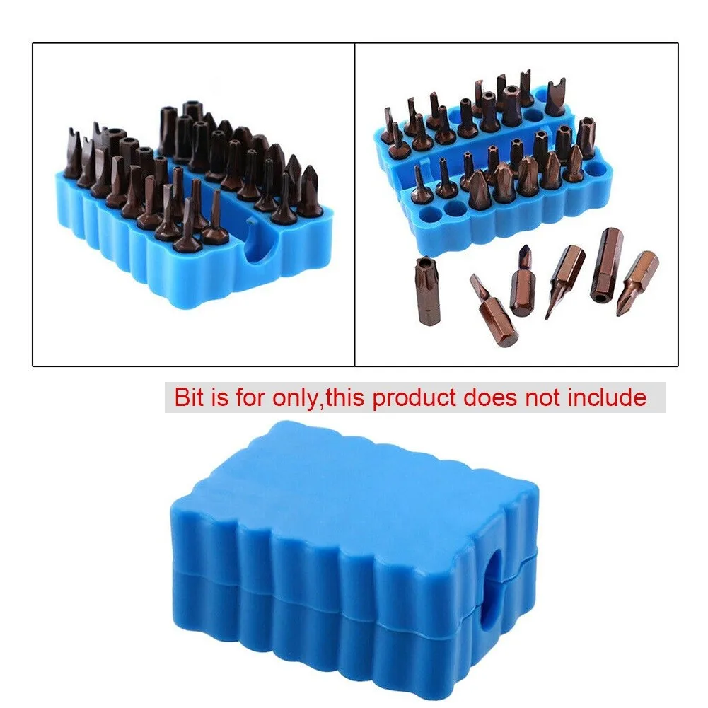 64x48x15mm Holder Screw Bits Blue Flexible Hex Plastic Screwdriver Storage Case 32 Holes High Quality New Nice