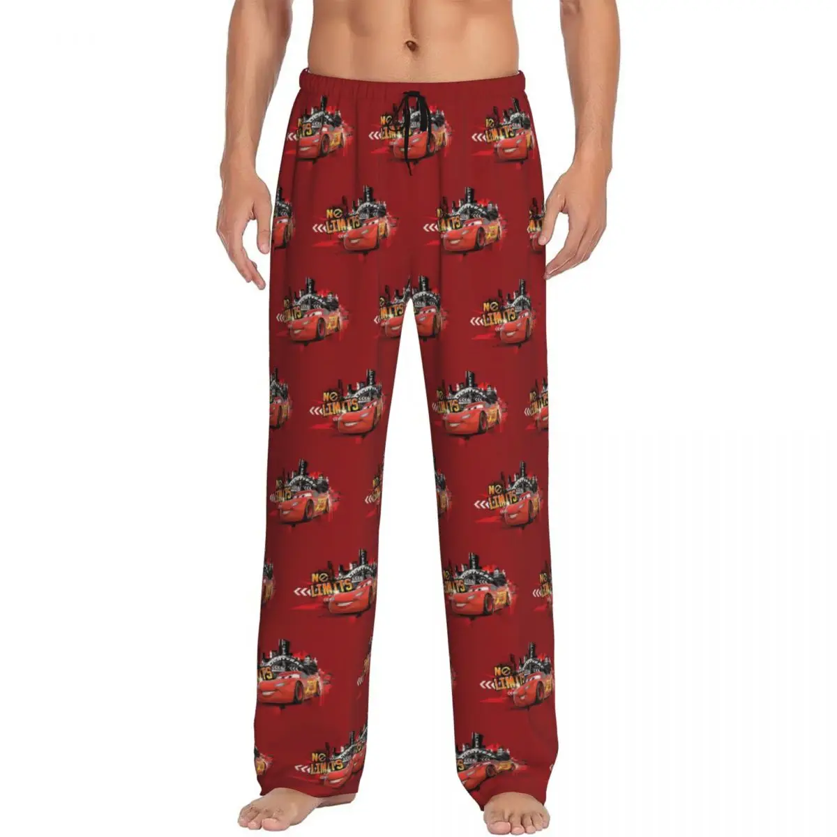 Pantalones de pijama McQueen con iluminación personalizada, pantalones elásticos para dormir con bolsillos para hombre, coches, salón