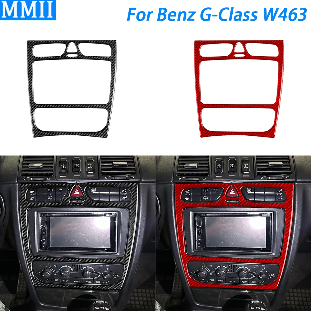 For Benz G-Class W463 G500 G55 2004-2012 Carbon Fiber Console Navigation AC Panel Trim Cover Car Interior Accessories Sticke