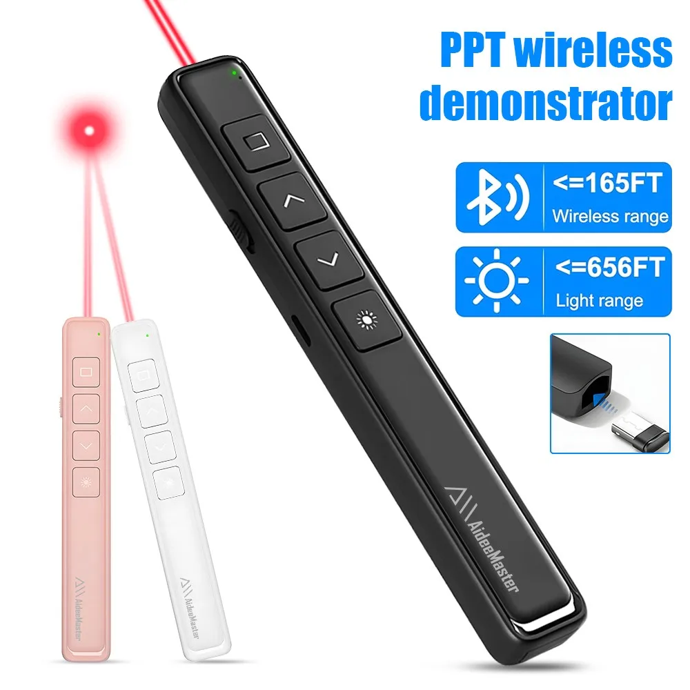 AideeMaster RF2.4GHz Wireless Presentation Clicker Powerpoint Pen Remote Control Flip Pen for Office Teaching Projector