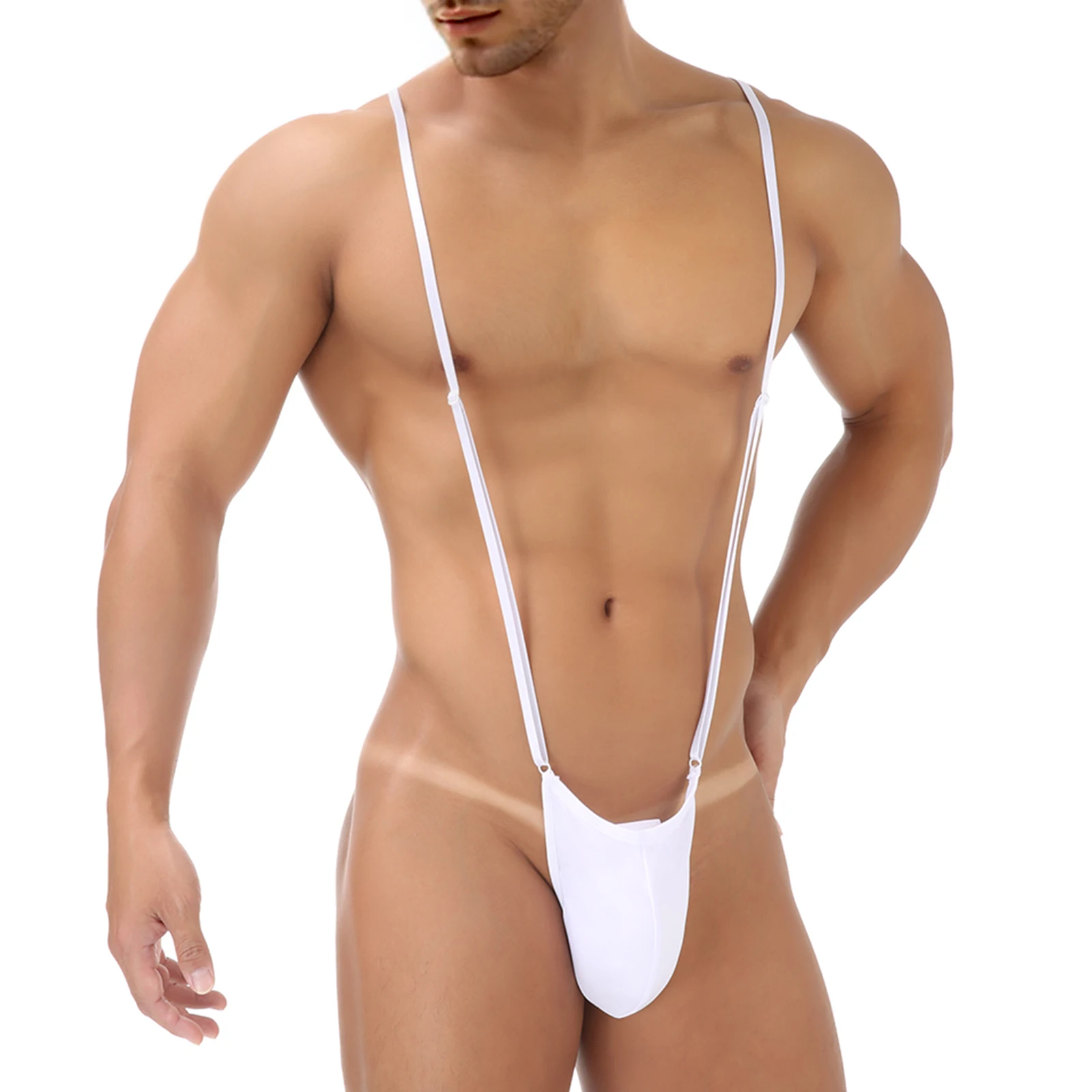 

Men Exotic Teddies Man Mankini Sexy Bodysuit Underwear Lingerie Spaghetti Strap G String One-piece Thong Bathing Suit Adjustable