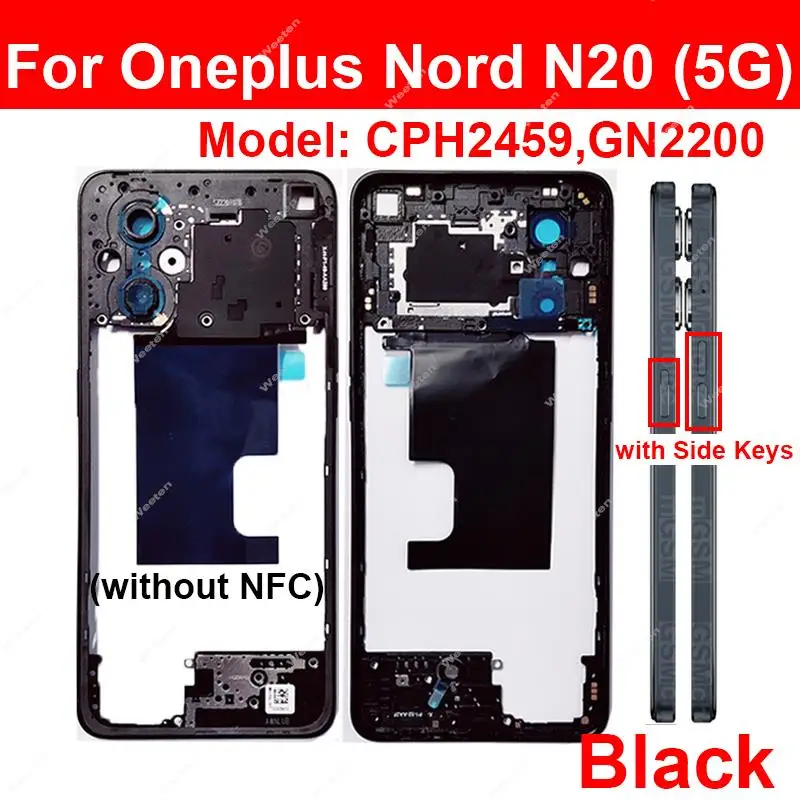 For OnePlus 1+ Nord CE2 CE3 Lite Nord N100 N200 N300 N20 N20Se N30 Middle Housing Frame Cover Holder Bezel Plate Parts