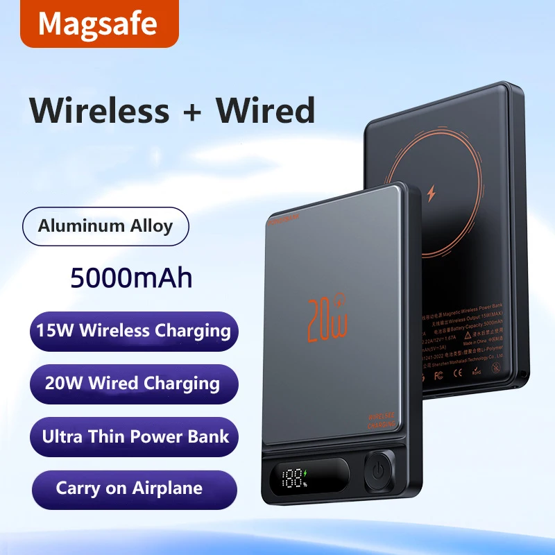 

CCC Ultra Thin Power Bank for MagSafe Magnetic Wireless Fast Charging MacSafe Portable Battery Charger For iPhone Xiaomi Samsung