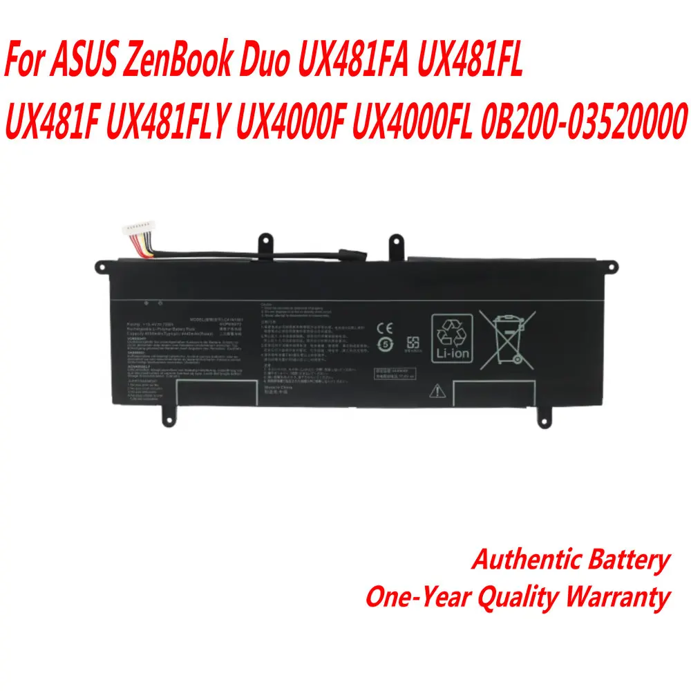 

High Quality C41N1901 Laptop Battery For ASUS ZenBook Duo UX481FA UX481FL UX481F UX481FLY UX4000F UX4000FL 0B200-03520000