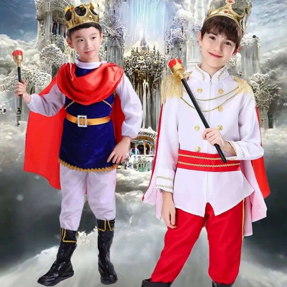 

Role Playing King Cosplay Costume King Prince Fluffy Prince Cosplay Dress Suit Halloween Clothing Kid Crown Cane Party Costume