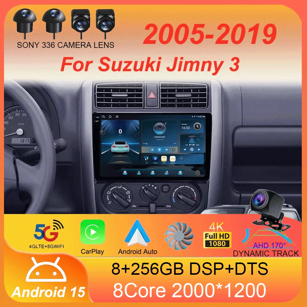 Android 15 для Suzuki Jimny 3 2005-2019 Автомобильный радиоприемник Мультимедийный видеоплеер Навигационный стерео GPS Без 2din 2 din DVD