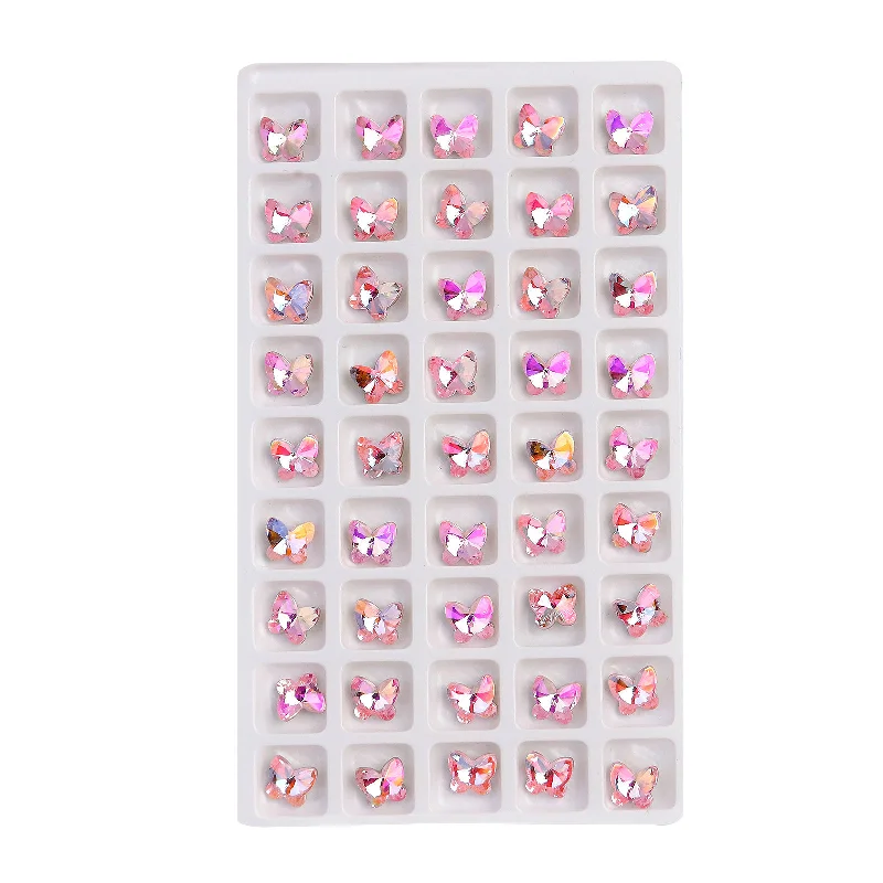 20Pcs Super Sparkle Nail Art Pink Series Rhinestones Quality Glass Multi-Shapes Shiny Manciure Nail Accessories DIY Crafts