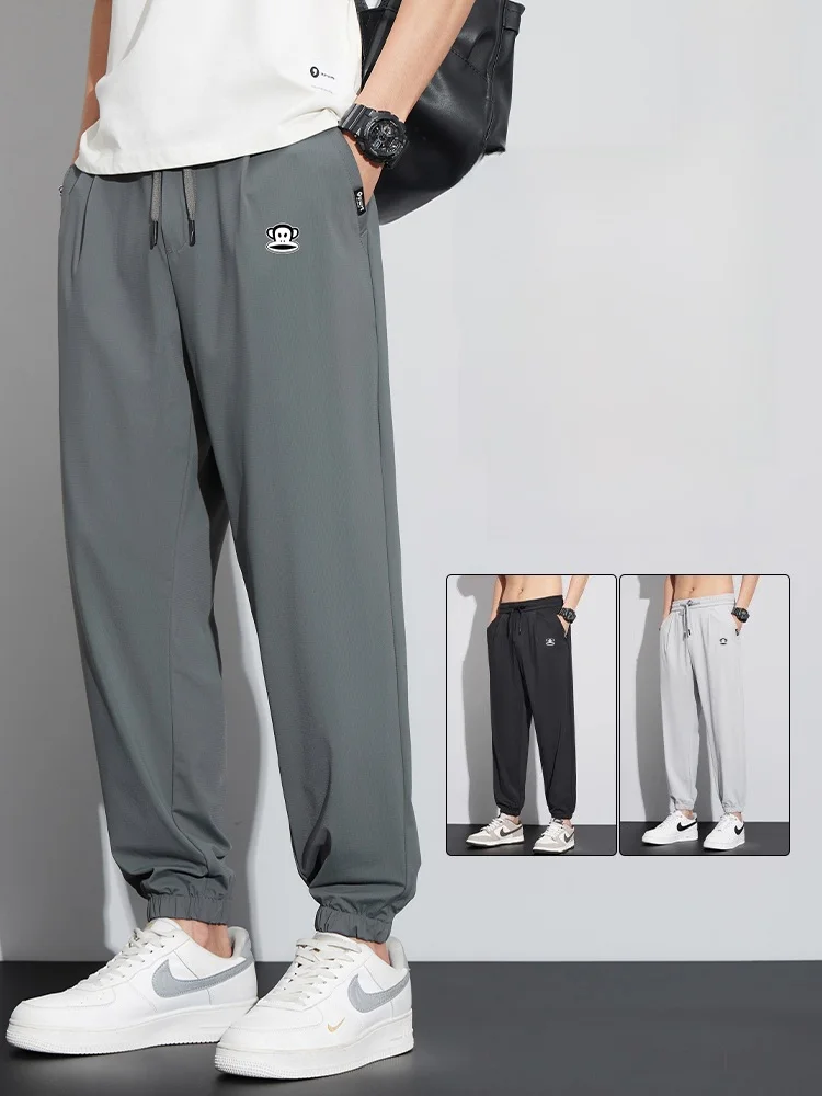 

Мужские спортивные брюки Paul Frank из ледяного шелка, летние, тонкие, быстросохнущие, укороченные (до щиколотки), с манжетами, повседневные, свободного кроя, для активного отдыха, молодежные