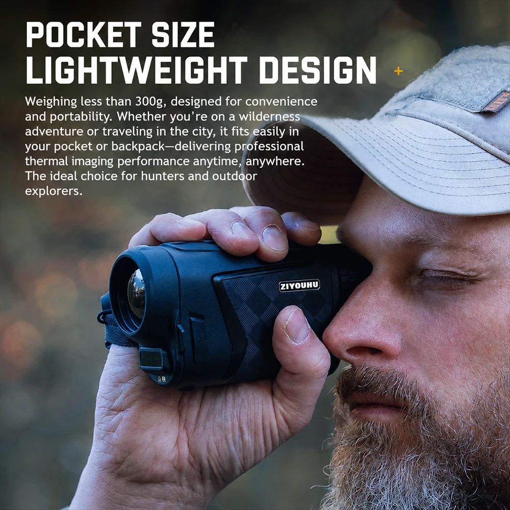 ZIYOUHU Lipot LRF Thermal Monocular, Handheld IR Imaging Telescope with Screen for Jungle Night Vision & Detection