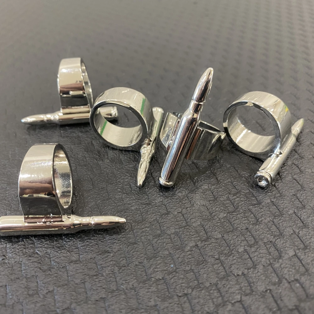 Gothic Punk Hip Hop Rings Metal silvery Bullet Finger Fashion Charm Ring Vintage For Women Men Jewelry Bague Gift