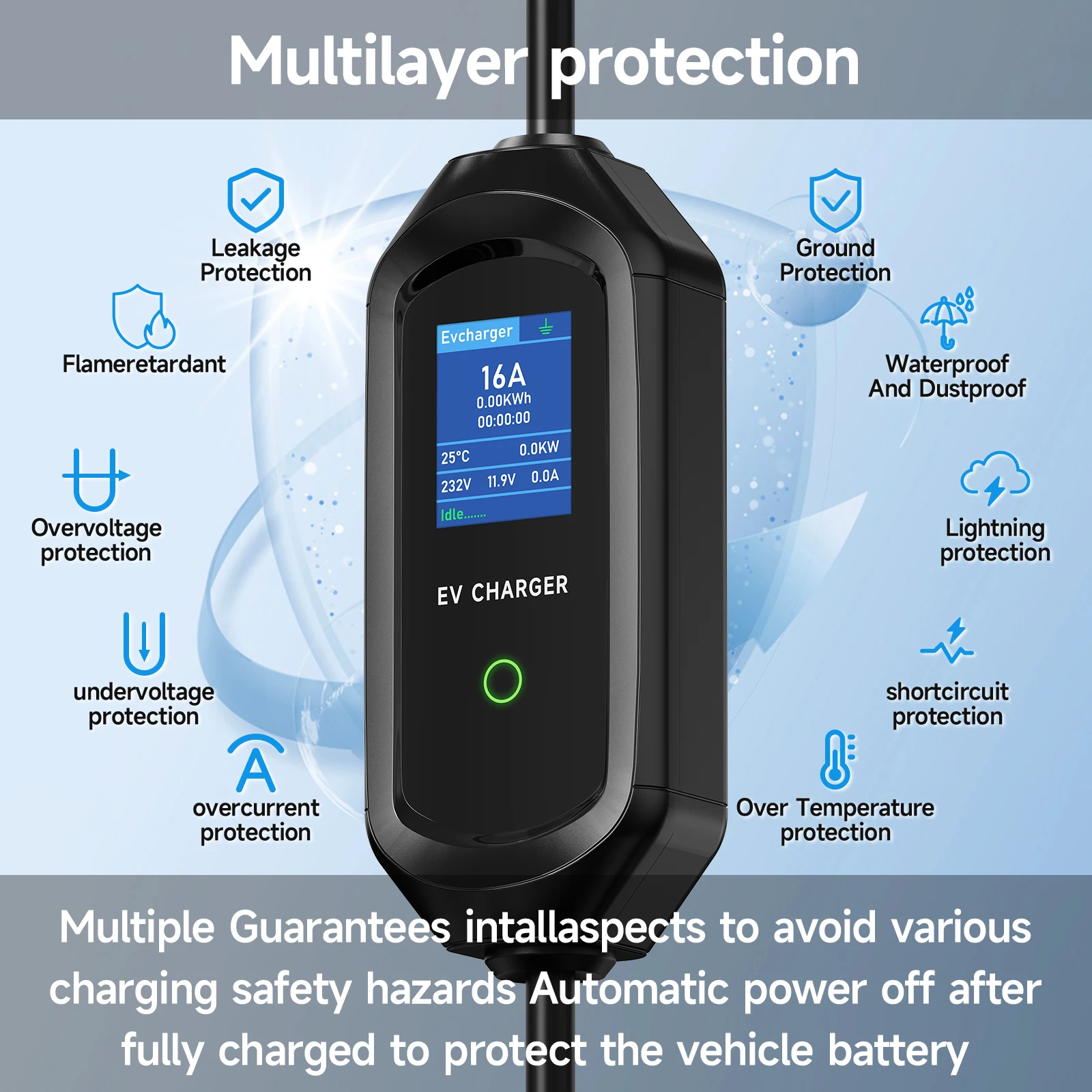 AFYEEV 11KW 16A شاحن سيارات كهربائية Type2 IEC62196-2 EVSE صندوق شحن شاحن سيارة كهربائية CEE التوصيل GB/T شاحن مركبة كهربية