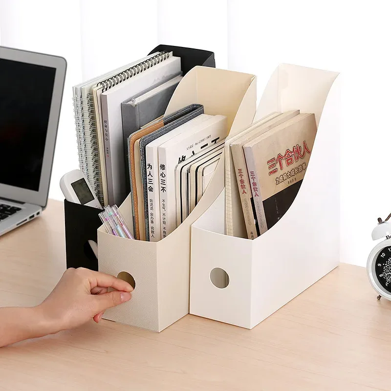

Office Vertical Bookshelf – File Holder, Book Stand & Document Organizer with Desktop Storage Trays