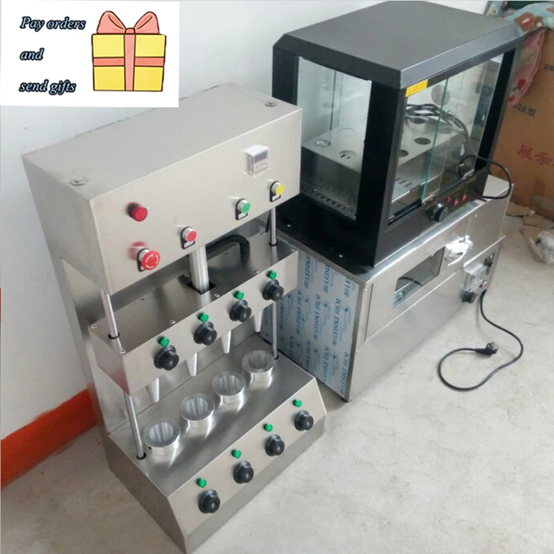 

Electric Chicken Rolls Pizza Cone Machine, Commercial Oven Machine, Transparent Glass Display Cabinet