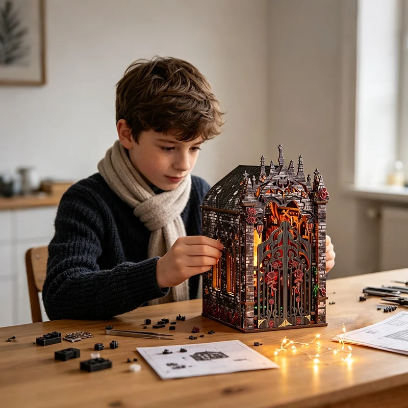 DIY Miniature Dark Castle Hand-Assembled Gothic Fantasy Desktop Decor Collectible Gift for Fantasy Enthusiasts