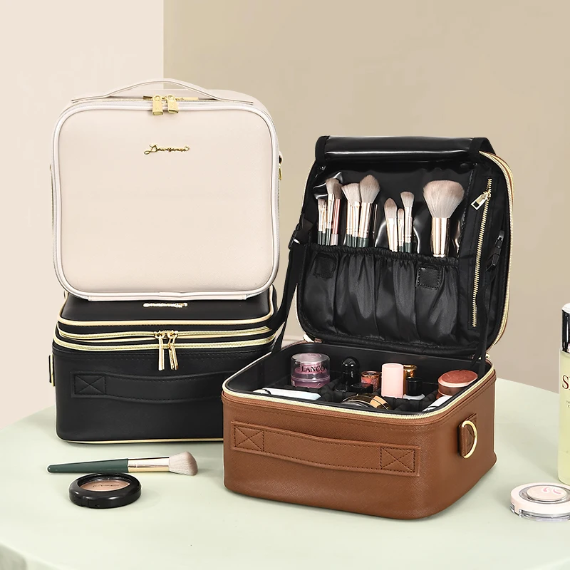 Cosmetic Bag 2024 New Portable Three-layer Professional Make-up Artist Cosmetic Storage Case