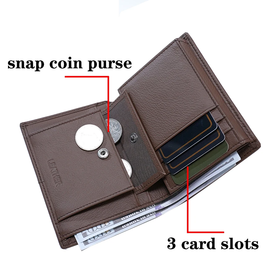 Genuine Leather Men Wallets Short Male Purse Card Holder Wallet Men Fashion RFID anti-theft Wallet for men and women