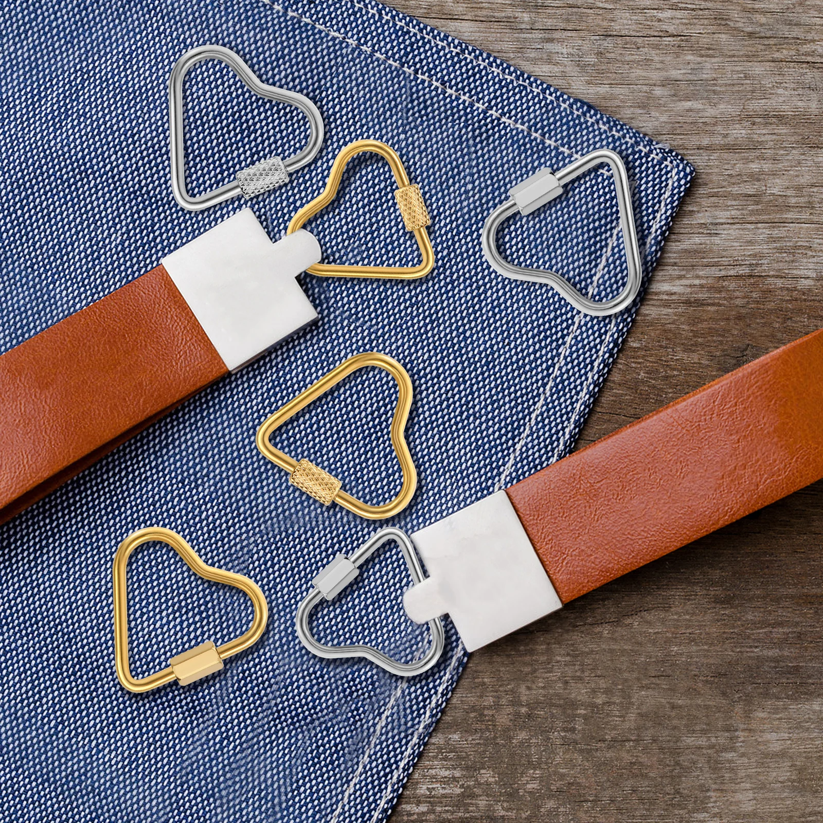 

8Pcs Screw Lock Heart Carabiner Clips Stainless Steel Key Holder Charm Bag Backpack Accessories Screw Lock Carabiner