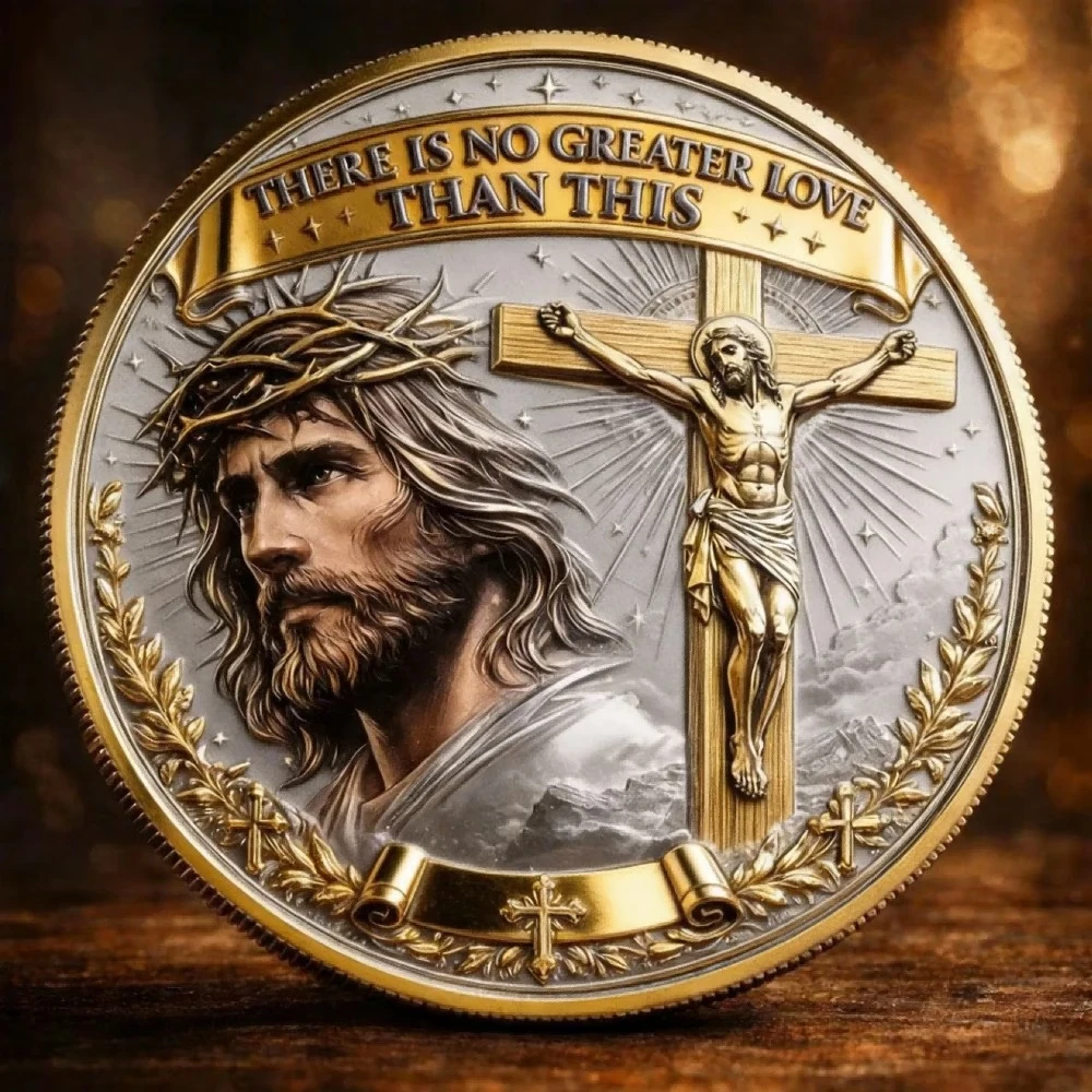 Pièce de monnaie réplique « Supreme Love Resurrection » - Pièce de monnaie commémorative religieuse de collection, adaptée à la présentation, peut servir de cadeau chrétien, d'un souvenir historique d'église - Reproduc