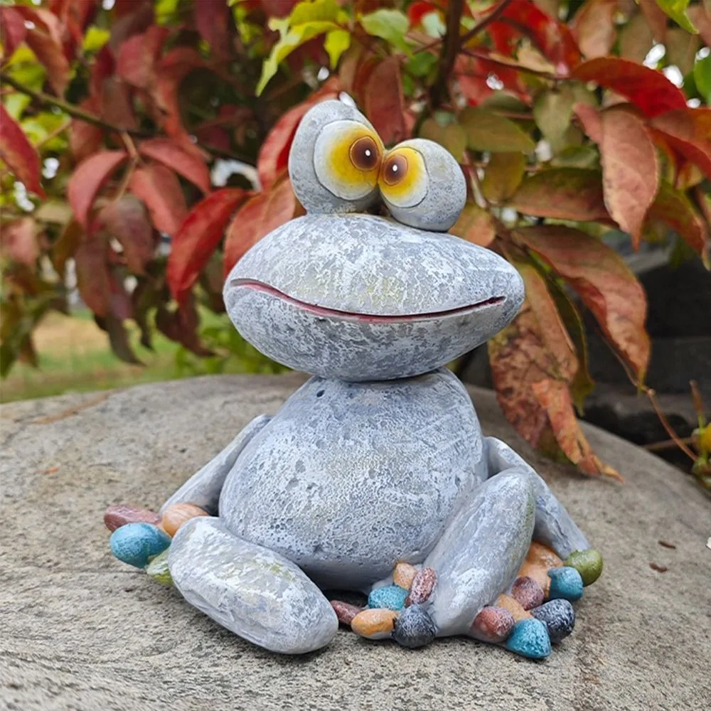 

Garden Decoration Resin Frog Statue Cartoon Handicraft Animal Sculpture Cute Miniatures Figurine Courtyard