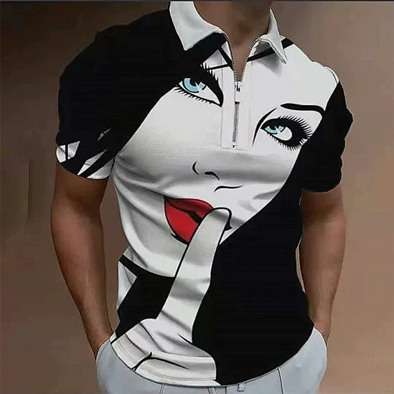 Fashion Face Pattern Men's Polos T-Shirts Summer Short Sleeve 3D Printed Street Hip Hop Male T Shirt 6XL Plus Size Casual Tops