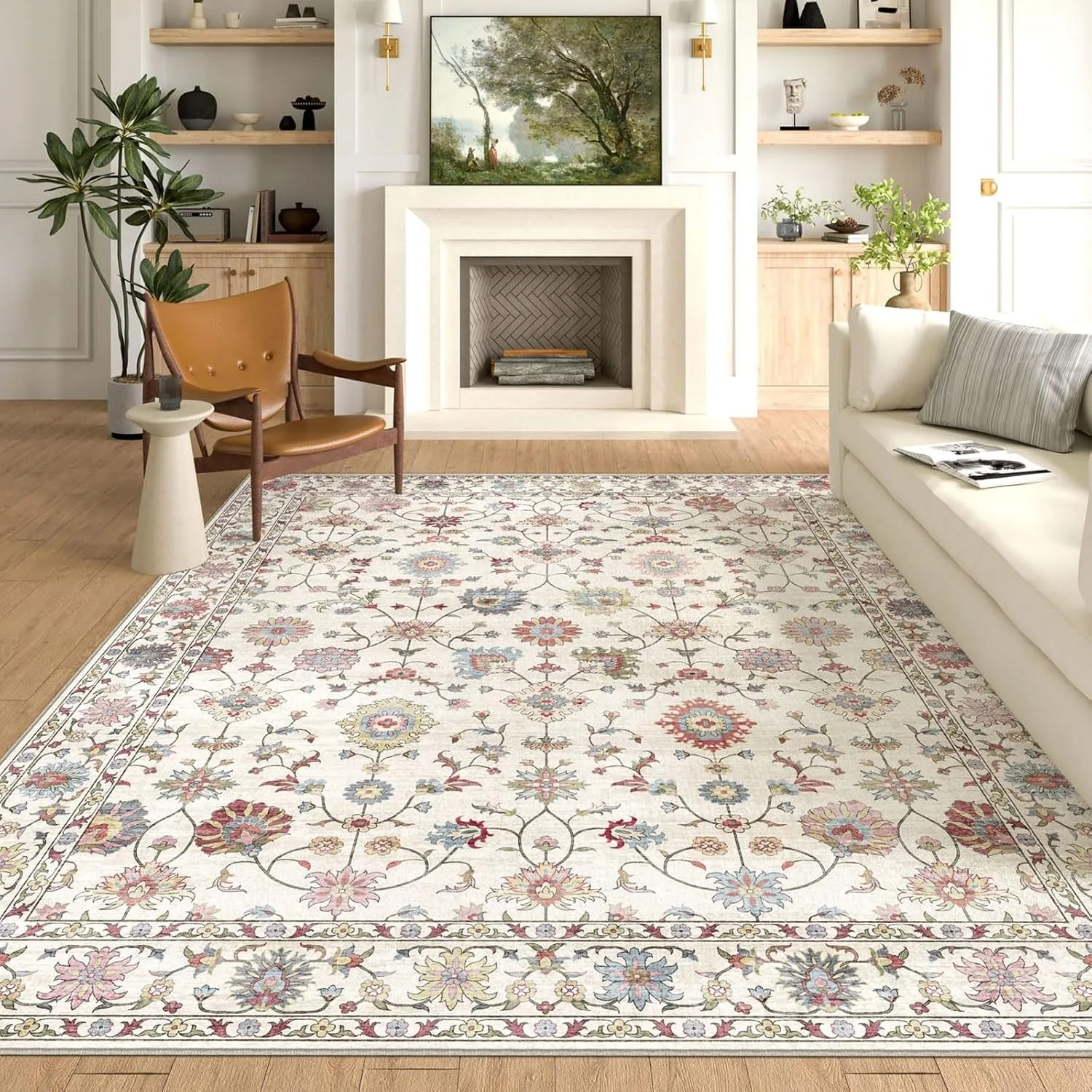 

Living Room Carpet Bedroom Bedside Sofa Floor Mat High Density Loop Pile Mats Big Area Carpets Floral Style Home Decoration Rug