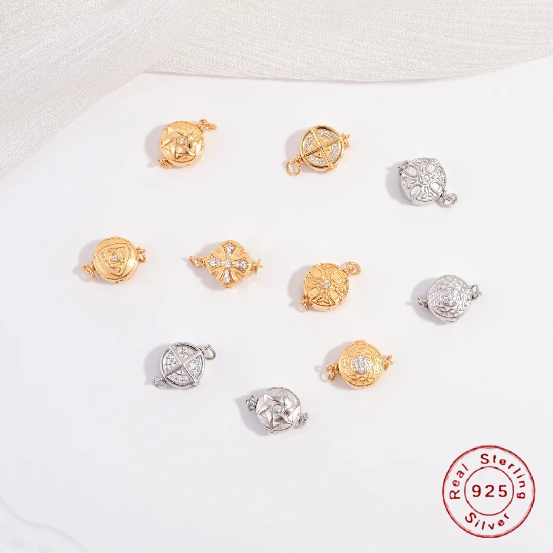 

Застежка-коннектор круглая из стерлингового серебра S925 с винтажным узором, материалы для изготовления браслетов и ожерелий своими руками SK175