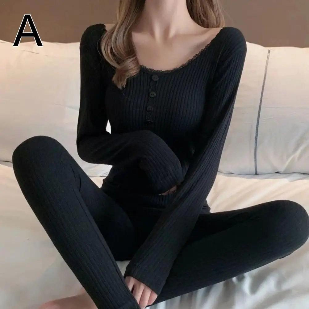 Warm Thermal Underwear Sexy Ladies Intimates Long Johns Women Shaped Sets Female Middle Collar Thermal Shaping Clothes