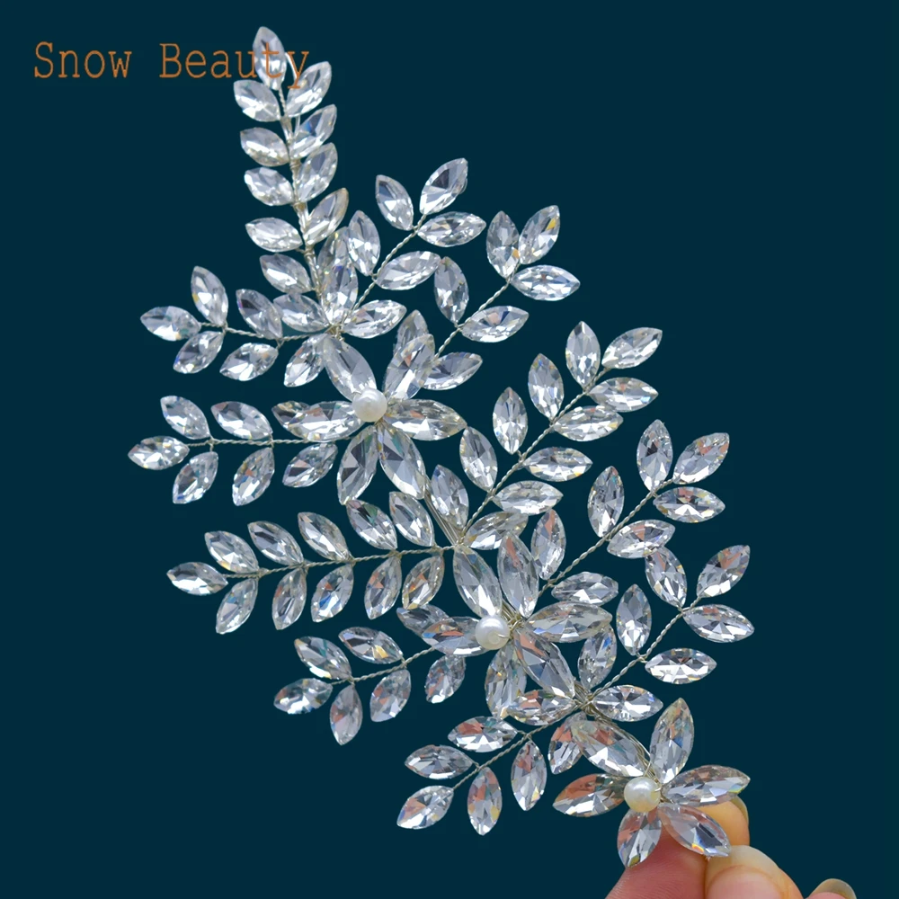 مجوهرات زفاف يدوية الصنع ، إكسسوارات شعر ، ملابس شعر كريستال للزفاف ، رأس حفلة موسيقية فاخرة ، موضة ، DZ128 #3