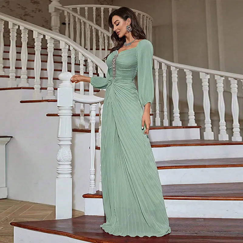 Ele الشيفون مساء Dr KY260 عالية الخصر فانوس Sve تنورة طويلة الكلاسيكية Sle المرأة Faion الخريف وصول جديد #3