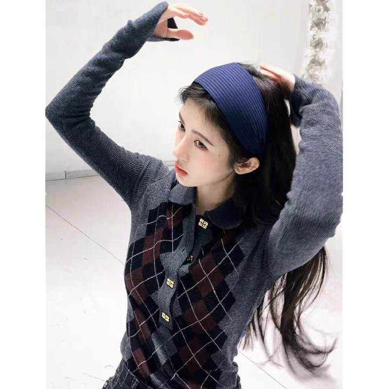 

Ji Jing Women's Slim Fit Ne Knitted Base irt Diamond Pattern Autumn Winter Long Sve Commute Sle Faion Top