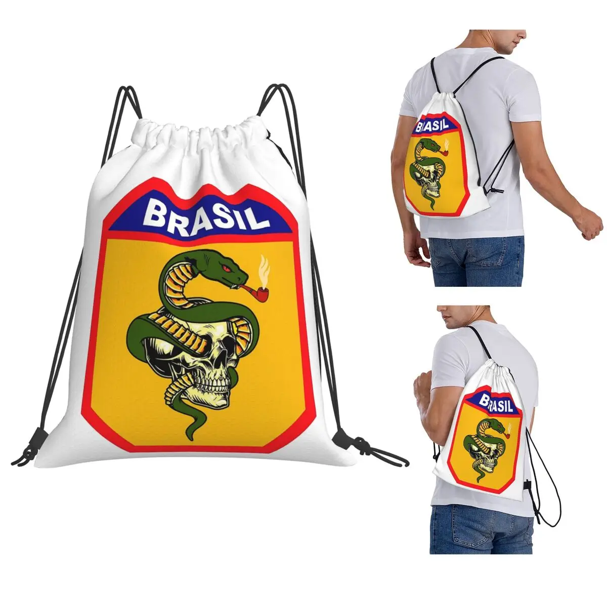 The Smoking Snake Brazilian Expeditionary Force Pacht Backpacks Multi-function Drawstring Bundle Pocket Sports Bag Book Bags