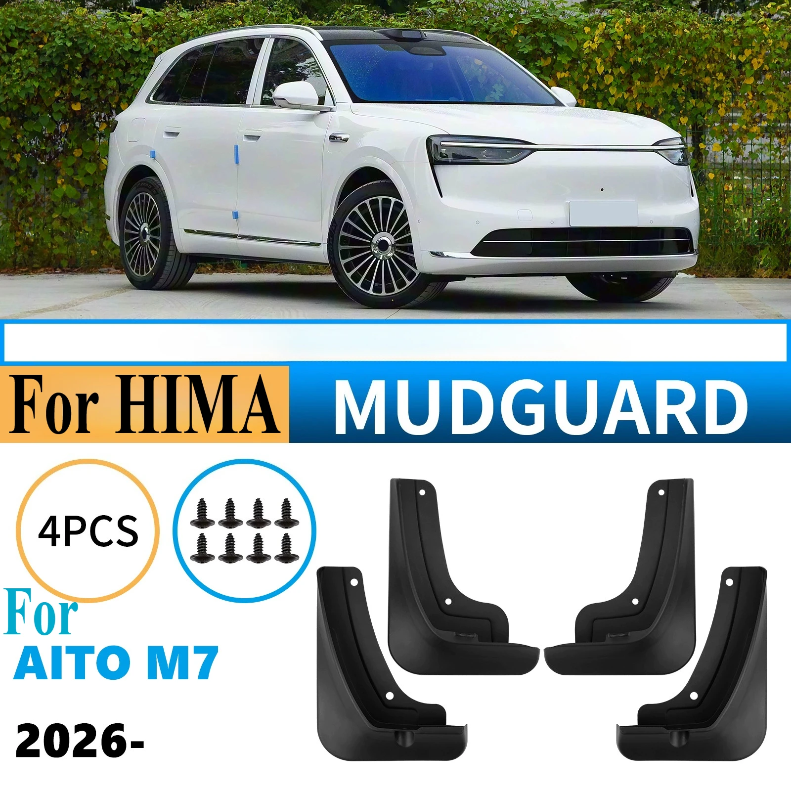 

For Aito M7 2026 Mud Flaps - Front & Rear Tire Mudguards, Custom Fit Car Exterior Accessories Durable Auto Exterior Decor
