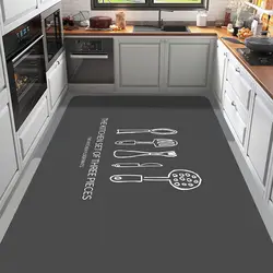 Simple Anti-fouling and Oil-proof Kitchen Mat Home Large Area Wear-resistant Rug Washable Pvc Leather Carpet for Living Room
