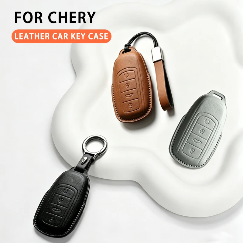 Premium Leather Car Key Case Cover Keychain for Chery Omoda 5 9 7 C5 C7 E5 Jaecoo 9 5 7 J7 Phev 2025 2026 2024 Car Accessories