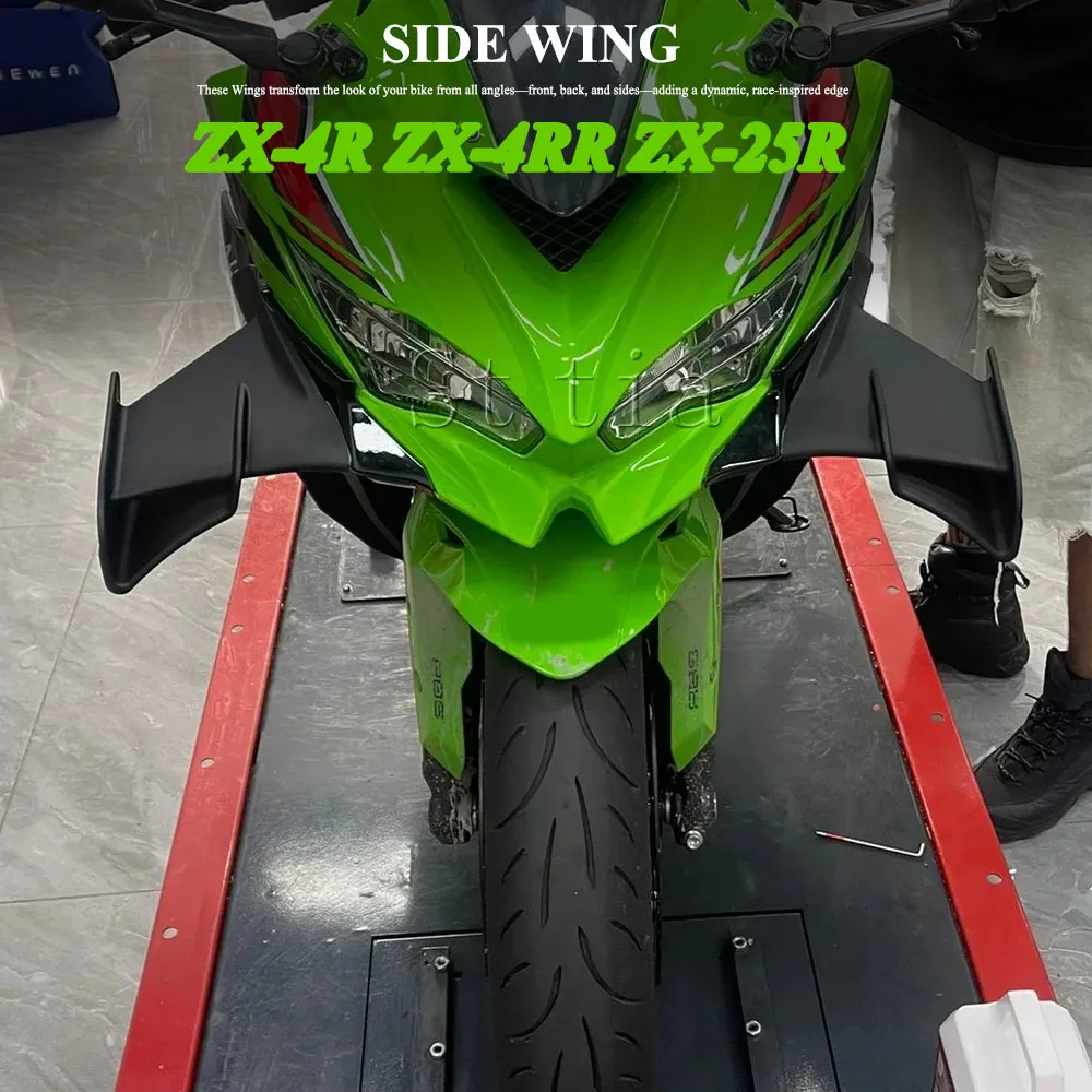 New Motorcycle Fixed Wind Wing For Kawasaki ZX-25R ZX25R ZX-4R ZX-4RR 2020-2024 ZX 4R ZX 4RR Aerodynamic Spoiler Winglet Kit