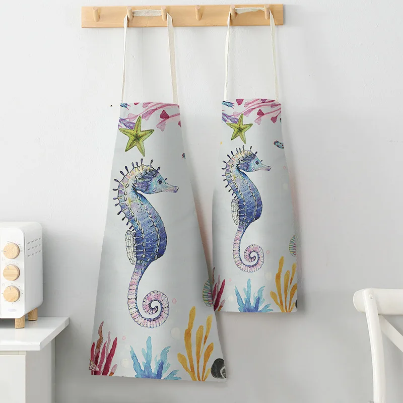 Marine Organism Apron Dolphin Jellyfish Aprons for Women Apron Kitchen Octopus Conch Cafe Apron for Men Kitchen Apron 55x68cm