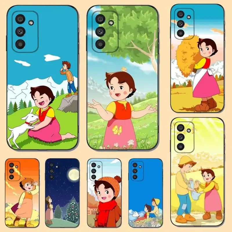 Cartoon Heidi Phone Case For Samsung S23,22,21FE 20,10lite 9,8,5plus 6,7edge Note20,20ultra Black Silicone