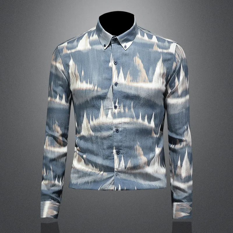 

Men's Printed Casual Long Sve irt Comfortable Fit Spring Autumn Faionable Trendy Cotton Polyester Blend Classic Sle