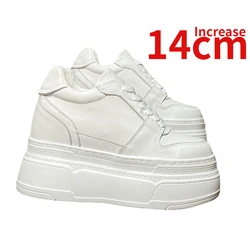 Altezza aumentata scarpe con plateau da 14cm di spessore per le donne scarpe da donna con rialzo leggero e confortevole in vera pelle