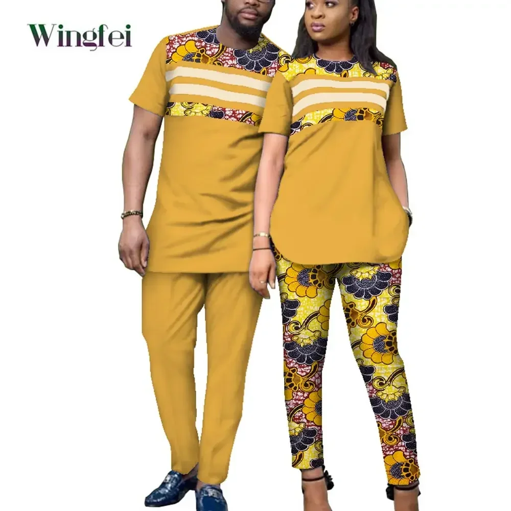 African Couple Dress Africa Dresses for Women and Men's Danshiki African Clothing Tenue Africaine Couple Dress for Lovers WYQ433