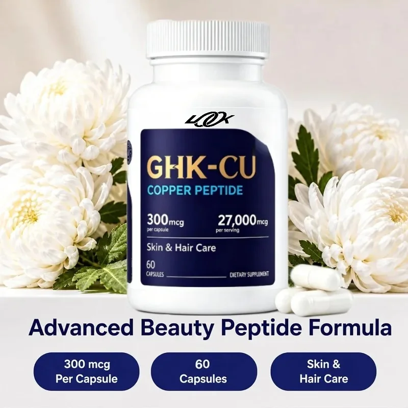 GHK Cu Copper Peptide Supplement, Anti-aging Hair and Skin Health Support, 60 Vegetarian Capsules