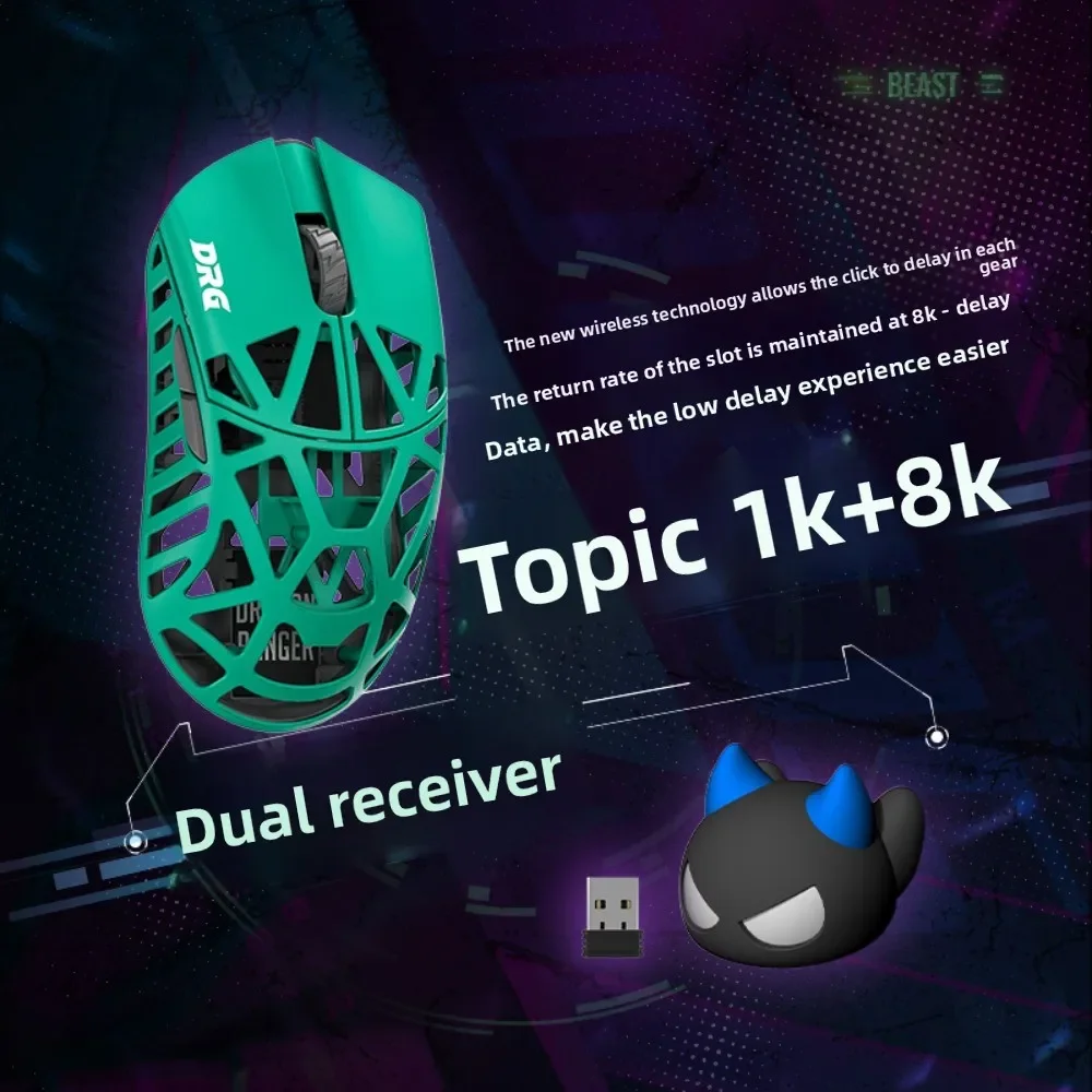 WL MOUSE DRG Flower Beast Mini Max Mouse PAW3950HS 8K Lega di magnesio Hollow 2.4G Wired FPS Mouse da gioco Accessori per PC Regali