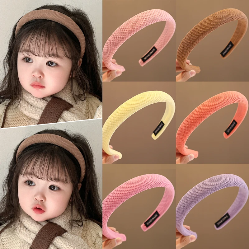 2023 New Children Simple Lovely Broadside Hair Band Headwear Cute Solid Color Baby Girls Acrylic Headband Kids Hair Accessories