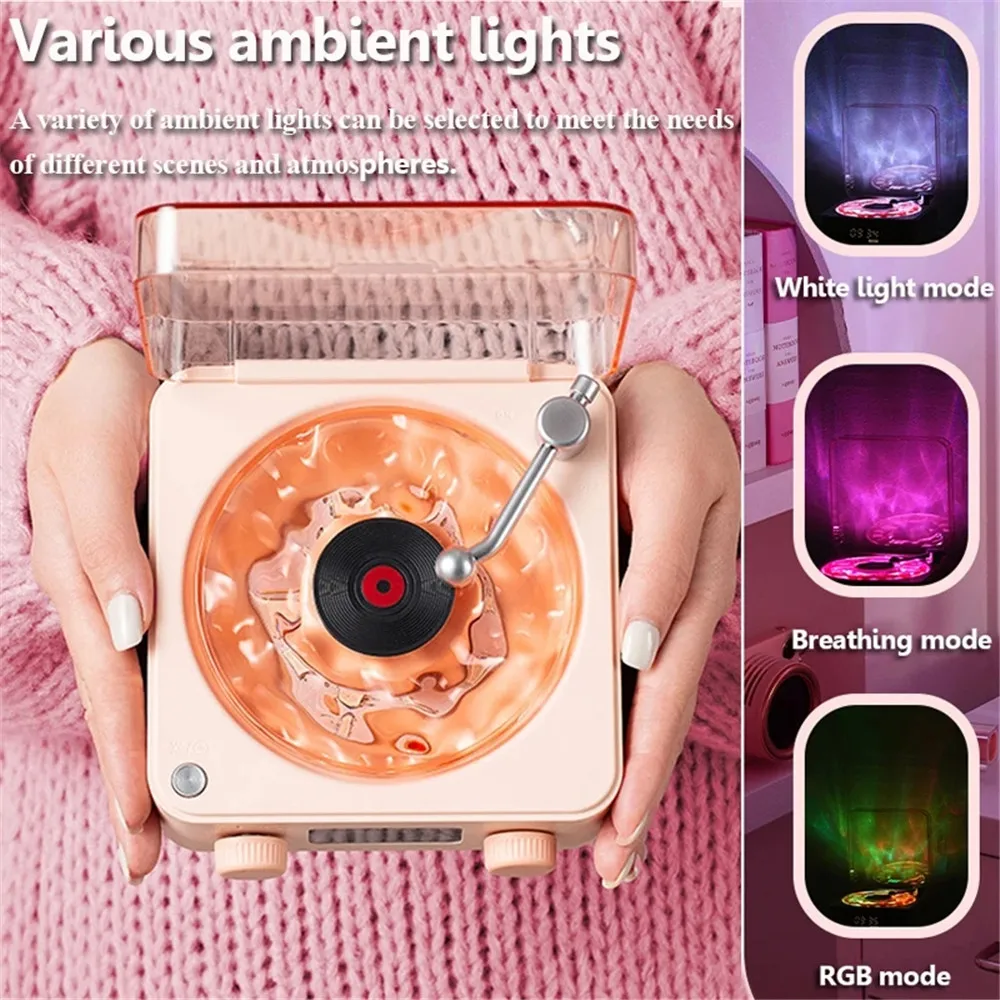 Retro Tinghai Bluetooth Speakers Portable White Noise Sleep Aid Music Box with Colorful Ambient Light MP3 Player Support TF /AUX