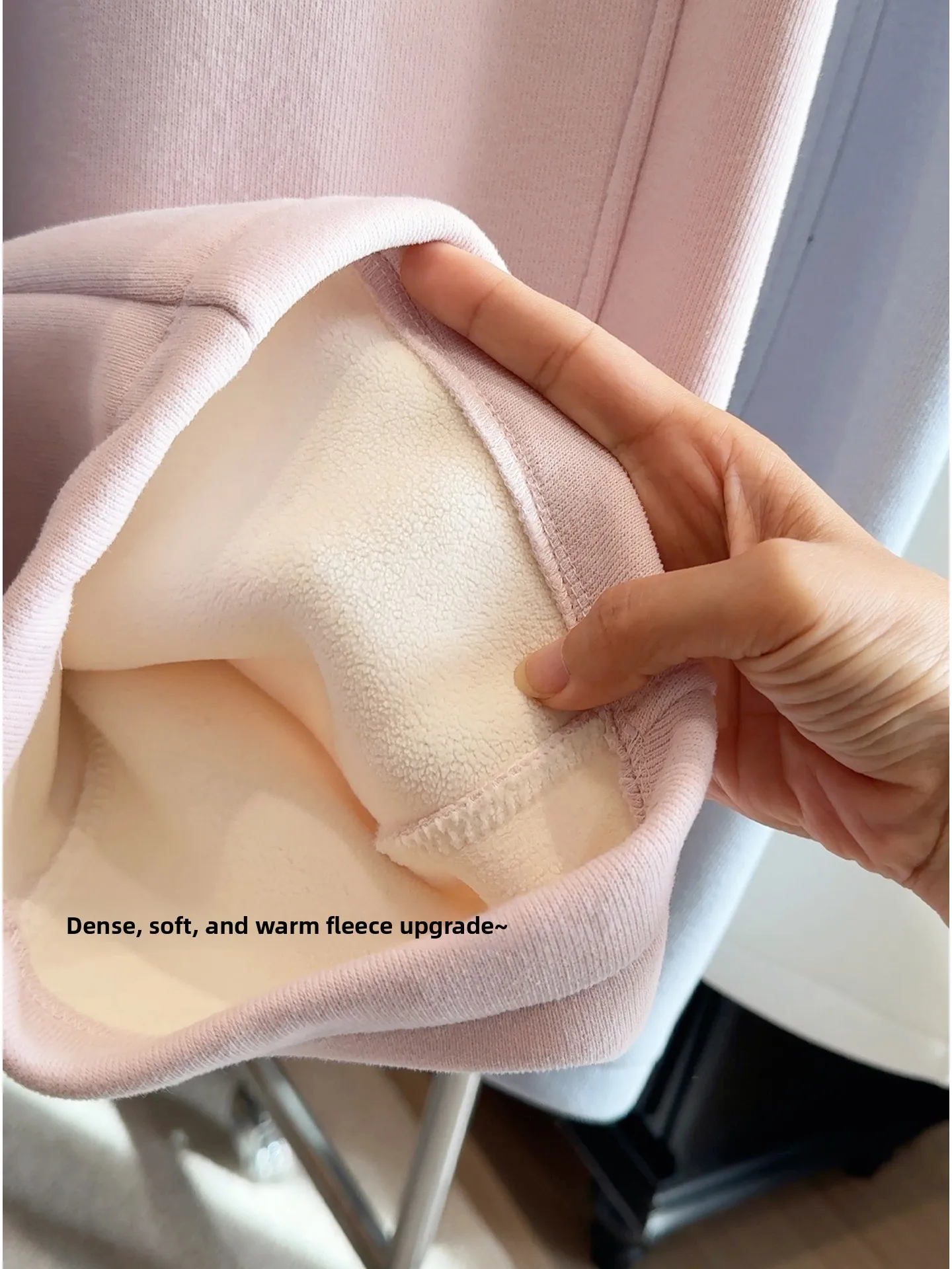 Blue Thickened Fleece Warmth Sport Pants Women Autumn Winter High Waist Draping Wide Leg Fleece Nano Knife Pants